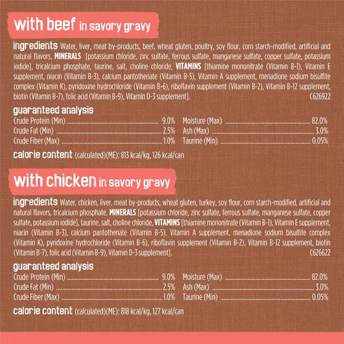 Vista 7 de Purina Friskies - Alimento húmedo extra en salsa para gatos, paquete variado de 24 unidades (con pollo, pavo, salmón, carne de res) (paquete de 24)