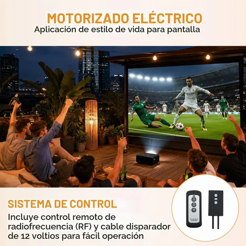 Vista 3 de YODOLLA Pantalla de proyector Motorizada Auto Pull Down Pantallas (150 '' 16:9 Negro)