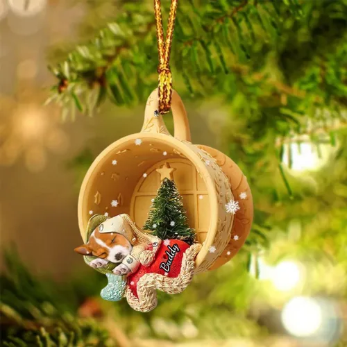 Vista 81 de Adornos de acrílico de encargo de la Navidad del nombre del perro, forma 2D personalizada para los amantes del perro Bulldog