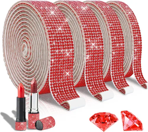 Vista 9 de 4 rollos de cinta autoadhesiva con diamantes de imitación, cinta de diamantes bling con pegatinas de 2 mm para manualidades, bodas, cumpleaños