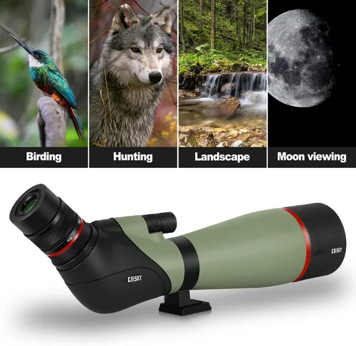 Vista 5 de Gosky 20-60X80 HD Telescopio Terrestre de Enfoque Dual, Prisma BAK4 Ocular Angular de 45 Grados con Trípode, Adaptador para Smartphone, Telescopio