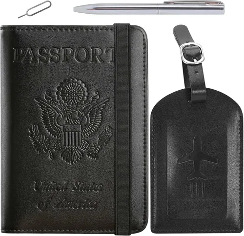 Vista 23 de Passport Holder, Travel Essentials, Passport Cover, RFID Travel Wallet 113#Negro