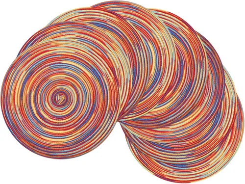 Vista 110 de SHACOS Juego de 4 manteles individuales redondos lavables de 15 pulgadas, de algodón, poliéster, trenzados, para mesa de comedor, boda, decoración