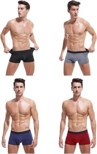 Vista 2 de Robesbon Calzoncillos tipo bóxer de algodón transpirable para hombre, paquete de ropa interior elástica suave