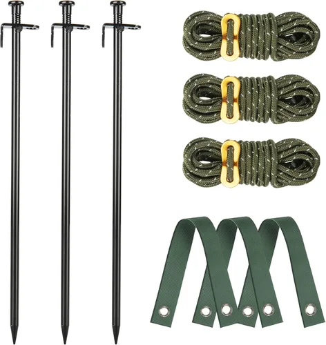 Vista 8 de Kit de estacas de árbol resistente, estacas de acero de 11.8 pulgadas y soportes para árbol joven, antiviento fuerte, kit de enderezamiento