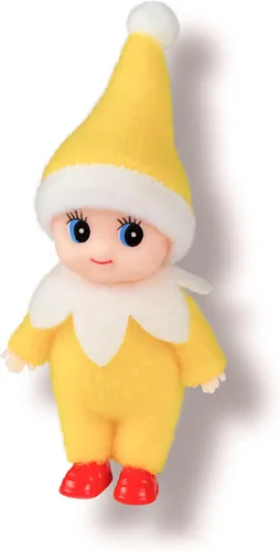 Vista 10 de Muñeca de elfo bebé de Navidad en mono azul