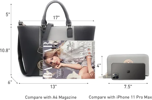Vista 6 de Dasein Satchel Purse Handbag for Women Large Shoulder Work Tote Bag With Matching Wallet
