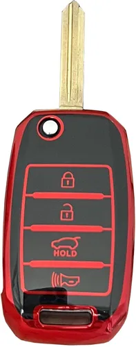 Vista 4 de Funda para llavero Kia, protector de TPU para llavero de Kia, protector de carcasa de TPU con control remoto sin llave, soporte inteligente