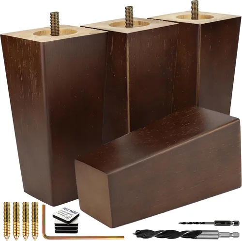Vista 24 de Airy Abode Patas cuadradas premium de muebles en negro (kit de instalación completa) - Elige tu