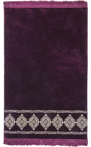Vista 5 de Modefa Alfombra de oración islámica turca, grande y ancha, de terciopelo suave, Janamaz, cómoda alfombra de oración musulmana para hombres y Ciruela