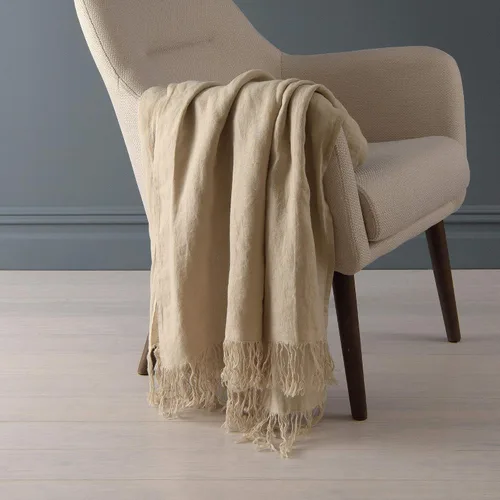 Vista 5 de Best Home Fashion Manta de lino 100% - Elegancia casual, ligera y elegante manta de lino - Oscuro.Gris - 50 x 60 pulgadas