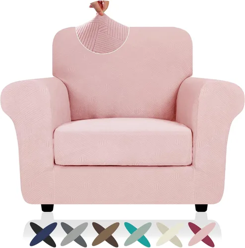 Vista 19 de ZNSAYOTX 2026 Funda de silla a rayas de 2 piezas (79 cm - 117 cm), funda de sillón elástica gruesa con banda elástica antideslizante y lazos