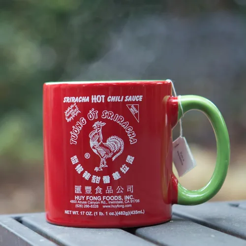 Vista 4 de Sriracha2Go Taza de cerámica Rojo y Verde, grande, de 20 oz