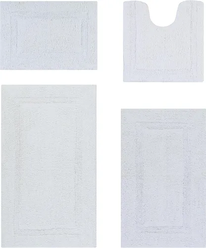 Vista 23 de Better Trends Juego de 4 alfombras de baño de lujo, 100% algodón, suaves, absorbentes de agua, reversibles, lavables a máquina, para decoración