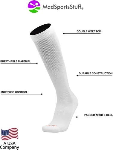Vista 3 de MadSportsStuff - Calcetines de béisbol para niños, niñas, hombres o mujeres, tallas para jóvenes y adultos