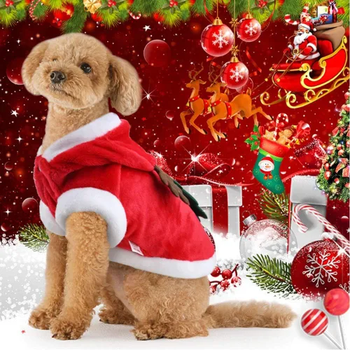 Vista 4 de Disfraz de Navidad para mascotas, ropa para perros y gatos pequeños y medianos