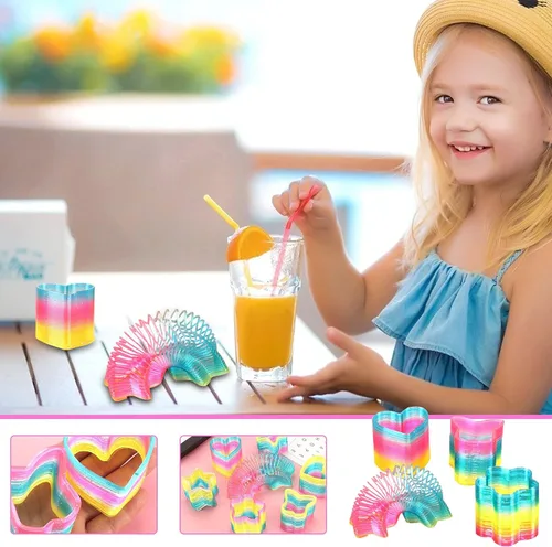 Vista 5 de Liberty Imports Surtido de 24 piezas de mini resortes mágicos arcoíris a granel para regalos de fiesta de cumpleaños, premios, bolsas de golosinas