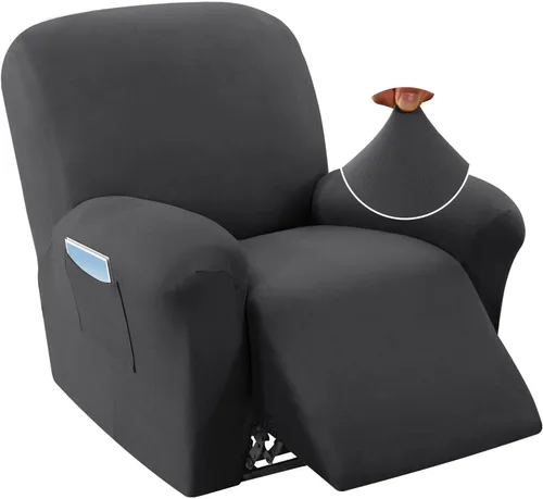 Vista 7 de H.VERSAILTEX Fundas para sillas reclinables de vellón mejoradas, funda elástica y lavable, 1 pieza, protector de muebles para mascotas, fundas Gris