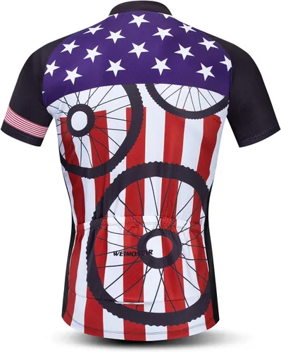 Vista 9 de Weimostar Hombre Ciclismo Jersey Manga Corta Bicicleta Ropa Multicolor Diamante