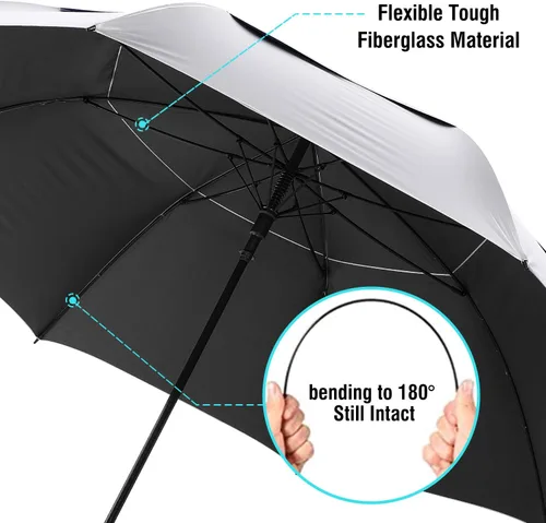 Vista 5 de G4Free Paraguas enorme de golf con protección UV, apertura automática, resistente al viento, paraguas de gran tamaño, extra grande, ventilado, doble