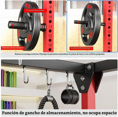 Vista 5 de Power Rack Power Cage Rack multifunción para sentadillas con sistema cruzado de cable seleccionable más accesorio de entrenamiento para garaje