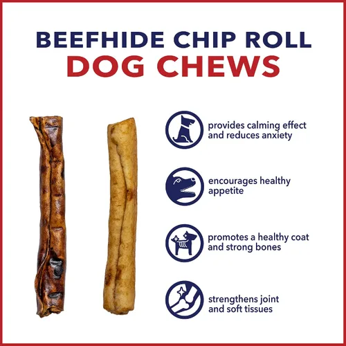 Vista 5 de Pet Factory American Beefhide - Rollos de chips de 5 pulgadas para perros, sabor a carne de res y pollo, 50 unidades/1 paquete