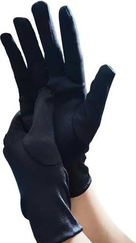 Vista 2 de Guantes cortos de satén, guantes de ópera de los años 20 para mujeres, vestido de noche elástico, para novia, boda, fiesta de té