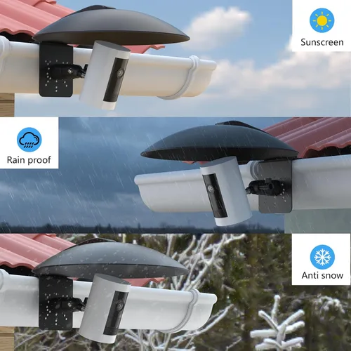 Vista 6 de Cubierta universal para cámara con sombra de lluvia solar con soporte de canalón para todas las cámaras de seguridad al aire libre con tornillo