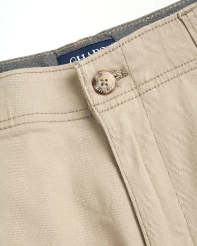 Vista 3 de Chaps Pantalones cortos para hombre - Pantalones cortos caqui de ajuste clásico - Parte delantera plana por encima de la rodilla Pantalones cortos