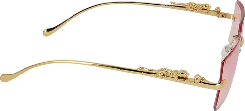 Vista 4 de Gafas de sol impecables rectangulares sin montura vintage para mujeres y hombres