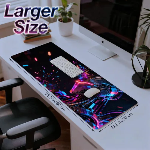 Vista 6 de Alfombrilla de mouse grande extendida para juegos, base antideslizante, superficie lisa, alfombrilla de mouse a prueba de derrames, anime, Cyberpunk