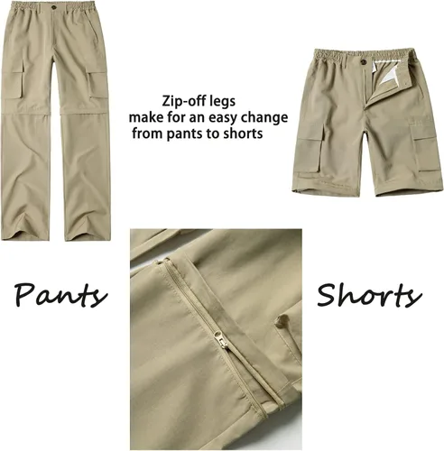 Vista 5 de WZIKAI Pantalones de senderismo convertibles para hombre con múltiples bolsillos, ligeros, con cremallera, pantalones de trabajo para exteriores