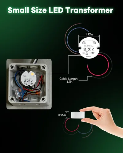 Vista 2 de Controlador de fuente de alimentación LED de 12 V, transformador de voltaje constante impermeable IP67, convertidor de 120 VCA a 12 V CC para tiras