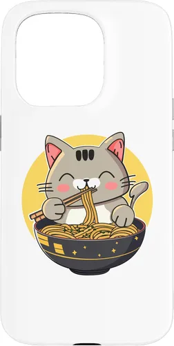 Vista 14 de Funda para iPhone 12/12 Pro Ramen Cat Kawaii Anime Merch Japonés Divertido Neko Noodle Bowl Case