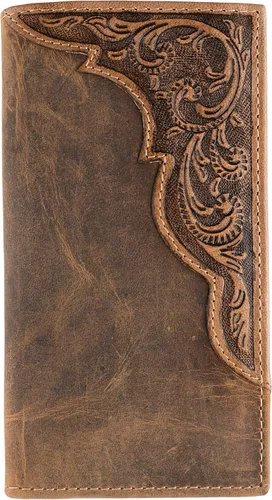 Vista 12 de F&L CLASSIC Billetera de cuero genuino RFID con aspecto vintage, billetera larga plegable para hombres, Retro Estilo cocodrilo marrón