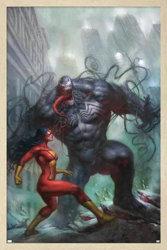 Vista 7 de Trends International Marvel Comics-Spider-Woman-Venom #161 - Póster de pared, 14.725 x 22.375 pulgadas, versión enmarcada de madera de granero