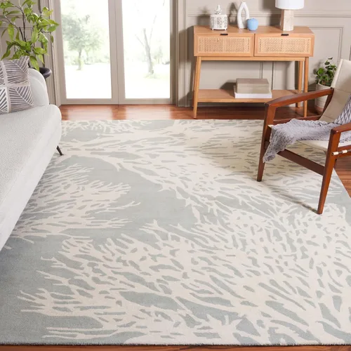 Vista 24 de SAFAVIEH Bella Collection BEL115C - Alfombra decorativa de lana prémium hecha a mano de 2 x 3 pies, color beige y azul