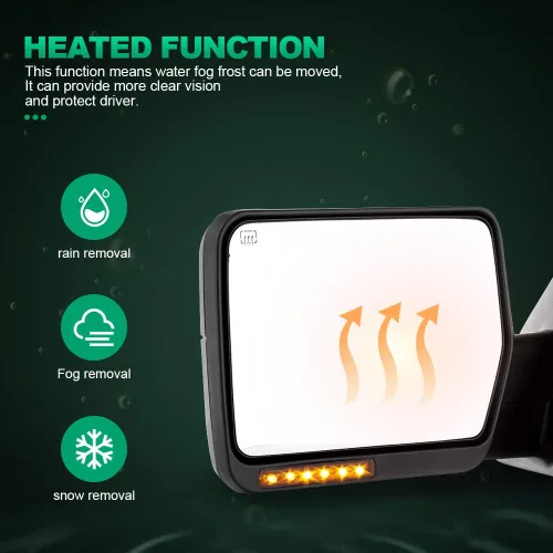 Vista 8 de Espejos de remolque con carcasa cromada calefactable ajustable con espejos de remolque de rayas reflectantes, compatibles con Ford 2004-2014