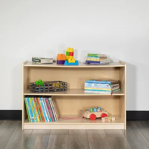 Vista 2 de Flash Furniture Hercules - Armario de madera de 2 secciones para el aula escolar para uso comercial o doméstico, seguro, diseño apto para niños, 24