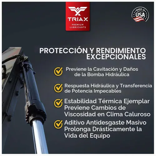 Vista 7 de TRIAX Powerflow MV 32 Aceite Hidráulico, Vida Extendida de 6000 Horas, Doble Antidesgaste, Verdadero para Todas las Estaciones, Punto de Ebullición