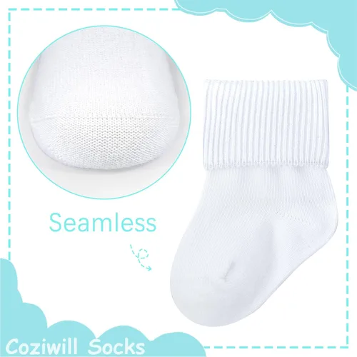 Vista 3 de Calcetines de bebé recién nacido sin costuras, calcetines para bautizo, bautizo, bebés, niñas y niños, 0-33-12 meses, paquete de 612