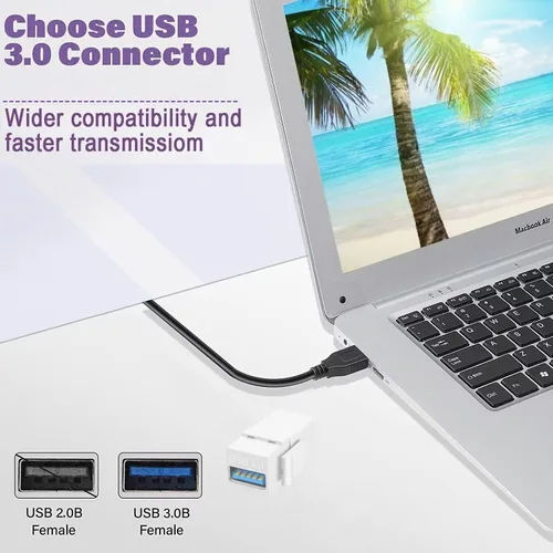Vista 5 de Paquete de 5 insertos USB 3.0 Keystone Jack Inserts USB hembra a USB Hembra Adaptador Conector USB 3.0 Inserto de acoplador a presión Conector