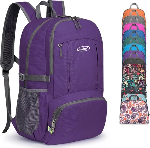 Vista 14 de G4Free - Mochila para senderismo ligera y plegable de 40L, mochila de viaje impermeable para el día a día Water-Resistant Polyamide