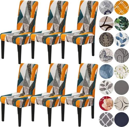 Vista 52 de HZDHCLH Juego de 4 fundas para sillas de comedor color burdeos, fundas elásticas de elastano para sillas Parsons, paquete de 4, fundas de asiento