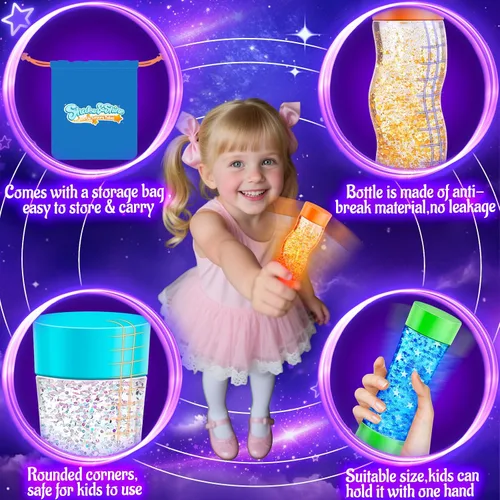 Vista 5 de Subao Paquete de 3 Tubos Sensoriales Luminosos Artículos para Alivio de Ansiedad, Juguetes Fidget para Niños y Adultos, Juguetes Sensoriales