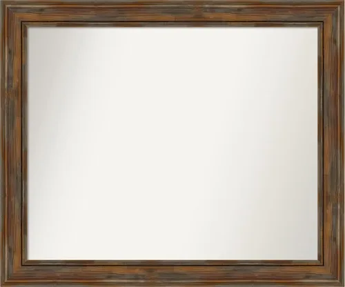 Vista 130 de Amanti Art Espejo de baño marrón para sobre fregadero, 26 x 26 pulgadas, espejo de tocador cuadrado marrón rústico Alexandria, marco de madera