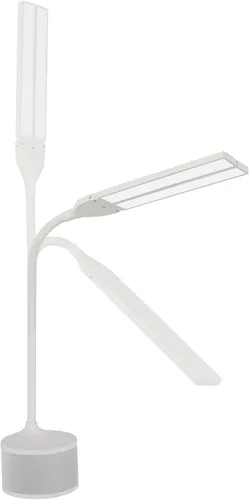 Vista 9 de OttLite Lámpara de escritorio LED con doble cabezal y altavoz Bluetooth, regulable con control táctil y modos de color, puerto de carga USB, LED