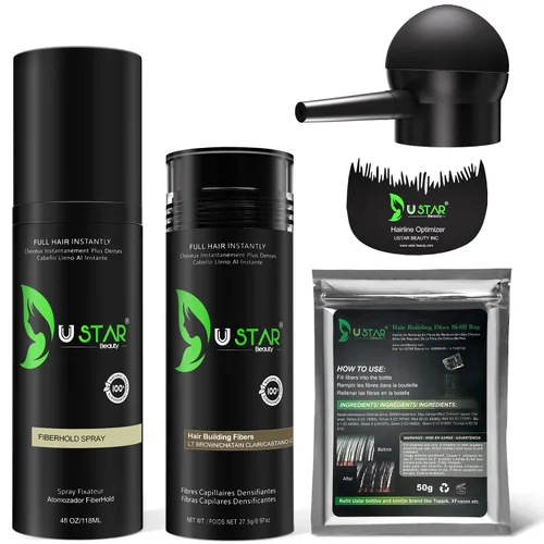 Vista 10 de USTAR Fibras de construcción de cabello 2.7 oz para adelgazar el cabello