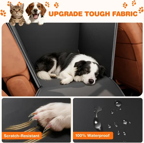 Vista 3 de njnj Funda de asiento de coche para asiento trasero de perro - Impermeable para perros de media hamaca para autos, protector de asiento trasero