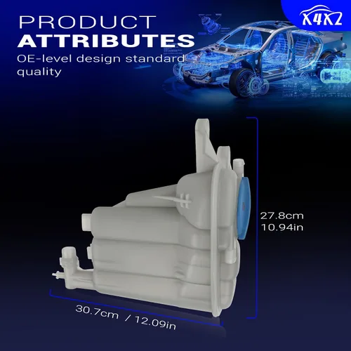 Vista 7 de 8K0121403Q Tanque de expansión del radiador del depósito del refrigerante del motor delantero con tapa y sensor presurizados para 2011-2016 AUDI A4